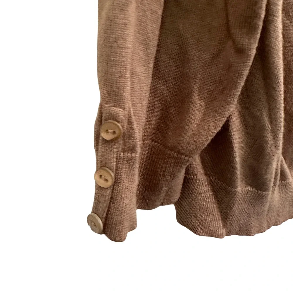 Janeville Womens Classic Cardigan Sweater Taupe Brown Rayon Nylon Size Large